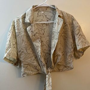 Nude Front Tying Shirt with Design, size S